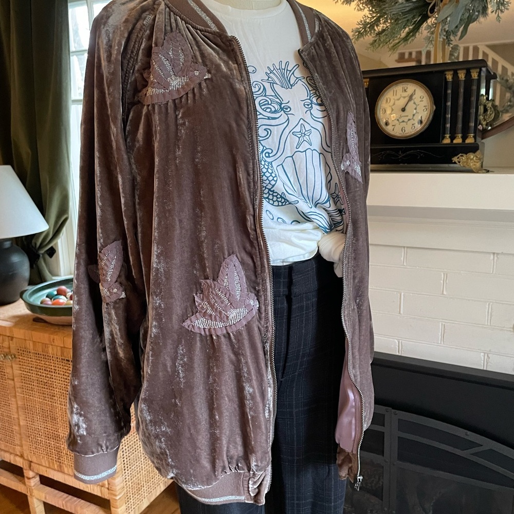 Anthro Velvet Bomber Jacket